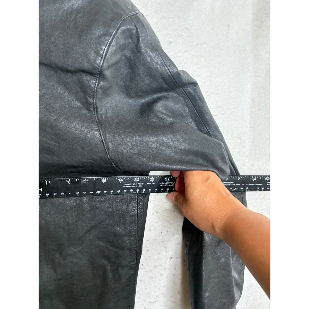 Luber Casual Mens Black Leather Button Front Jacket Coat Size 40 Vintage Style